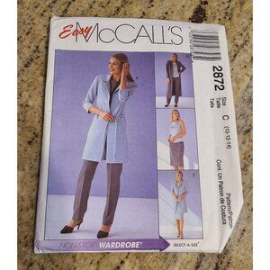 McCall's Pattern 2872 Misses Jacket Top Pants Skirt Belt Sz 10-14 Uncut Career